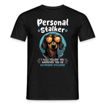 Dachshund wiener sausage dog Personal stalker - Men's T-Shirt - black - Front - AI Model Male 178 light (178cm)