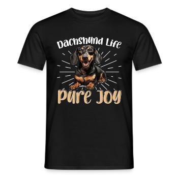 Dachshund badger wiener sausage dog life pure joy - Men's T-Shirt - black - Front - AI Model Male 178 light (178cm)