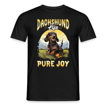 Dachshund badger wiener sausage dog life pure joy - Men's T-Shirt - black - Front - AI Model Male 178 light (178cm)