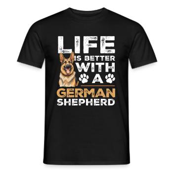 Dog Breed Life Is Better With A German Shepherd - Men's T-Shirt - black - Front - AI Model Male 178 light (178cm)
