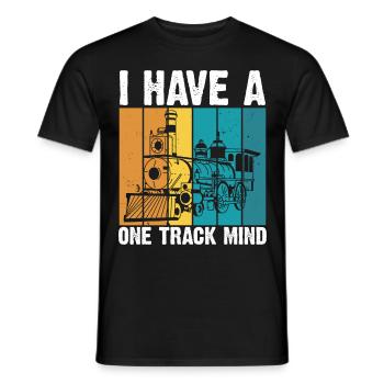 Train Single Line Mind Railroad Locomotive - Men's T-Shirt - black - Front - AI Model Male 178 light (178cm)