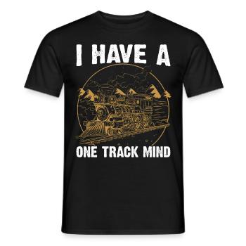 Train Single Line Mind Railroad Locomotive - Men's T-Shirt - black - Front - AI Model Male 178 light (178cm)