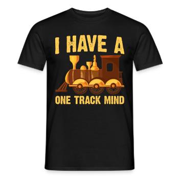 Train Single Line Mind Railroad Locomotive - Men's T-Shirt - black - Front - AI Model Male 178 light (178cm)