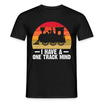 Train Single Line Mind Railroad Locomotive - Men's T-Shirt - black - Front - AI Model Male 178 light (178cm)