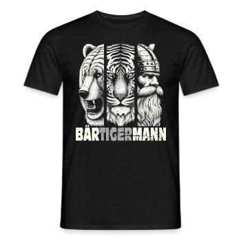 Bärtigermann Bär Tiger Mann Geschenk Bartträger - Männer T-Shirt - Schwarz - Vorne - AI Model Male 178 light (178cm)