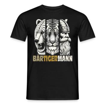 Bärtigermann Bär Tiger Mann Geschenk Bart - Männer T-Shirt - Schwarz - Vorne - AI Model Male 178 light (178cm)
