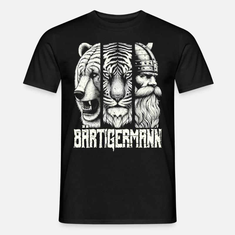 Bärtigermann Bär Tiger Mann Geschenk Bart - Männer T-Shirt - Schwarz