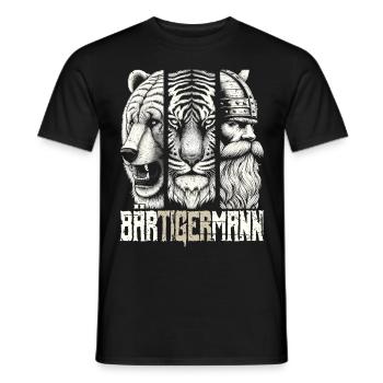 Bärtigermann Bär Tiger Mann Geschenk Bart - Männer T-Shirt - Schwarz - Vorne - AI Model Male 178 light (178cm)