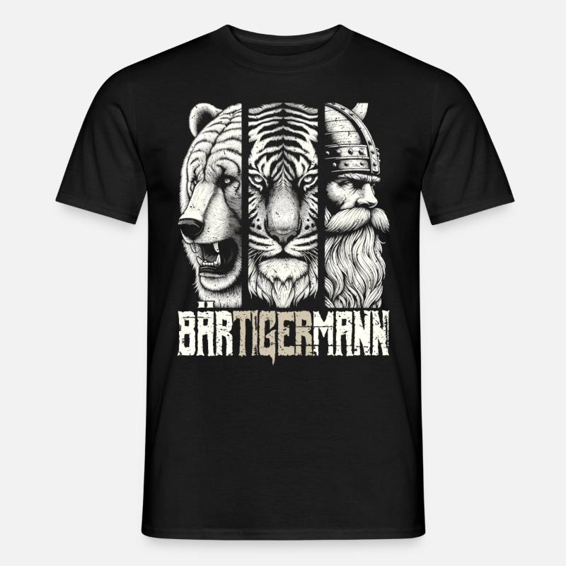 Bärtigermann Bär Tiger Mann Geschenk Bart - Männer T-Shirt - Schwarz