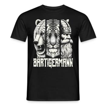 Bärtigermann Bär Tiger Mann Geschenk Bart - Männer T-Shirt - Schwarz - Vorne - AI Model Male 178 light (178cm)