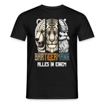 Bärtigermann Bär Tiger Mann Geschenk Bart - Männer T-Shirt - Schwarz - Vorne - AI Model Male 178 light (178cm)