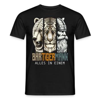 Bärtigermann Bär Tiger Mann Geschenk Bart - Männer T-Shirt - Schwarz - Vorne - AI Model Male 178 light (178cm)