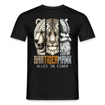Bärtigermann Bär Tiger Mann Geschenk Bart - Männer T-Shirt - Schwarz - Vorne - AI Model Male 178 light (178cm)