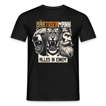 Bärtigermann Bär Tiger Mann Geschenk Bart - Männer T-Shirt - Schwarz - Vorne - AI Model Male 178 light (178cm)