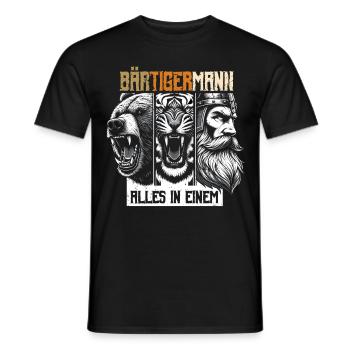 Bärtigermann Bär Tiger Mann Geschenk Bart - Männer T-Shirt - Schwarz - Vorne - AI Model Male 178 light (178cm)