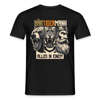 Bärtigermann Bär Tiger Mann Geschenk Bart - Männer T-Shirt - Schwarz - Vorne - AI Model Male 178 light (178cm)