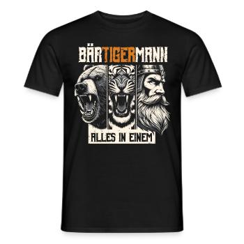Bärtigermann Bär Tiger Mann Geschenk Bart - Männer T-Shirt - Schwarz - Vorne - AI Model Male 178 light (178cm)
