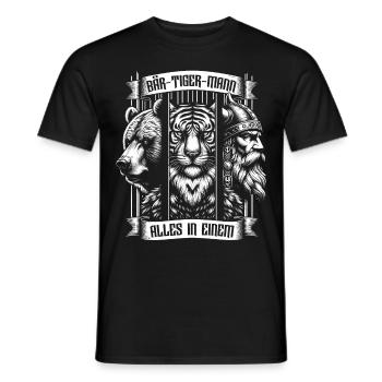 Bärtigermann Bär Tiger Mann Geschenk Bart - Männer T-Shirt - Schwarz - Vorne - AI Model Male 178 light (178cm)