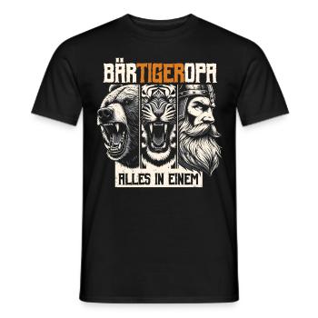 Bearded Grandpa Bear Tiger Grandpa Gift Beard Beard Bearer - Men's T-Shirt - black - Front - AI Model Male 178 light (178cm)
