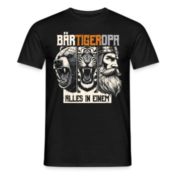 Bearded Grandpa Bear Tiger Grandpa Gift Beard Beard Bearer - Men's T-Shirt - black - Front - AI Model Male 178 light (178cm)