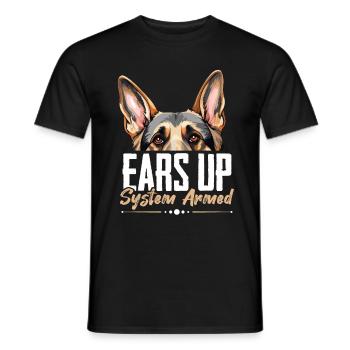 German Shepherd Dog Breed Pet Ears Up System Armed - Men's T-Shirt - black - Front - AI Model Male 178 light (178cm)