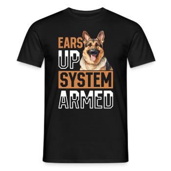 German Shepherd Dog Breed Pet Ears Up System Armed - Men's T-Shirt - black - Front - AI Model Male 178 light (178cm)