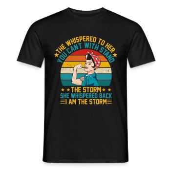 They whispered that they didn't want to talk to the stormwomen. - Men's T-Shirt - black - Front - AI Model Male 178 light (178cm)