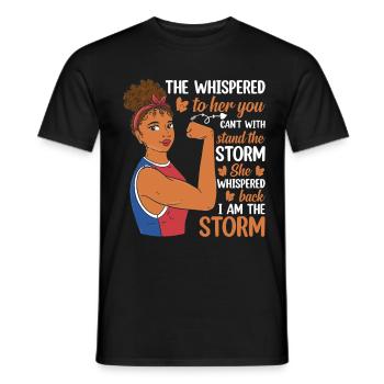 They whispered that they didn't want to talk to the stormwomen. - Men's T-Shirt - black - Front - AI Model Male 178 light (178cm)