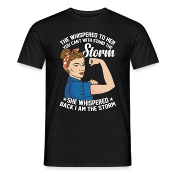 They whispered that they didn't want to talk to the stormwomen. - Men's T-Shirt - black - Front - AI Model Male 178 light (178cm)