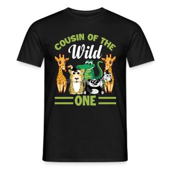 Cousin du Zoo Sauvage Anniversaire Safari Jungle - T-shirt homme - noir - Devant - AI Model Male 178 light (178cm)