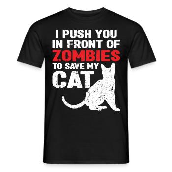 Des zombies qui fuient pour sauver mon chat - T-shirt homme - noir - Devant - AI Model Male 178 light (178cm)