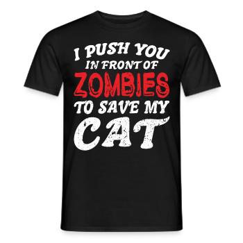 Des zombies qui fuient pour sauver mon chat - T-shirt homme - noir - Devant - AI Model Male 178 light (178cm)