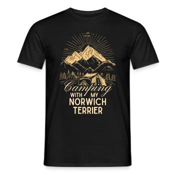 Norwich Terrier Camping - Men's T-Shirt - black - Front - AI Model Male 178 light (178cm)