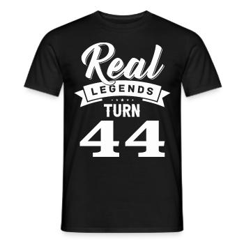 Real legends turn 44, 44 birthday - Men's T-Shirt - black - Front - AI Model Male 178 light (178cm)