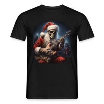 Santa Skelett Weihnachtsmann spielt e-Gitarre - Männer T-Shirt - Schwarz - Vorne - AI Model Male 178 light (178cm)