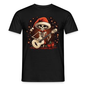 Electric Guitars Santa Skeleton Santa Claus - Men's T-Shirt - black - Front - AI Model Male 178 light (178cm)