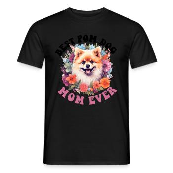 Pomeranian Pom Dog Pom-Pom - Best Pom Dog Mom ever - Männer T-Shirt - Schwarz - Vorne - AI Model Male 178 light (178cm)