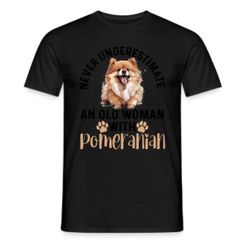 Pomeranian Pom Dog Pom-Pom Never Underestimate An - Männer T-Shirt - Schwarz - Vorne - AI Model Male 178 light (178cm)