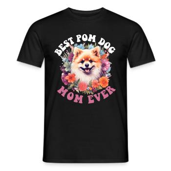Pomeranian Pom Dog Pom-Pom - Best Pom Dog Mom ever - Männer T-Shirt - Schwarz - Vorne - AI Model Male 178 light (178cm)