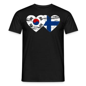 Corée du Sud Finlande Drapeau Coeur Utilisé - T-shirt homme - noir - Devant - AI Model Male 178 light (178cm)
