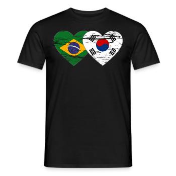 Brazil South Korea flag heart used - Men's T-Shirt - black - Front - AI Model Male 178 light (178cm)