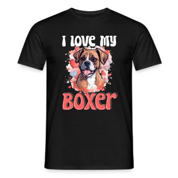 Boxer chien race animal de compagnie - J’aime mon boxer - T-shirt homme - noir - Devant - AI Model Male 178 light (178cm)