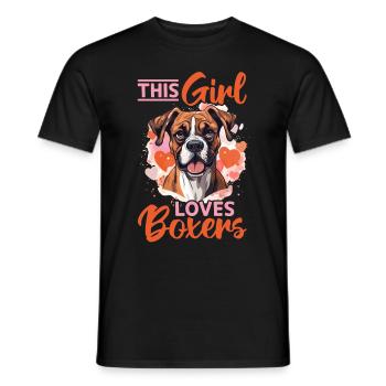 Boxer chien race animal de compagnie - cette fille aime les boxers - T-shirt homme - noir - Devant - AI Model Male 178 light (178cm)