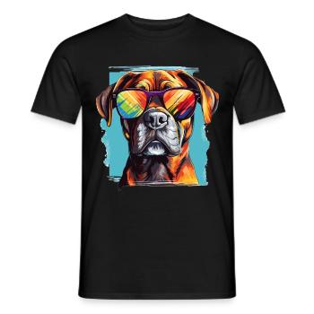 Boxer Dog Breed Pet Sunglasses Pop Art Colorful - Männer T-Shirt - Schwarz - Vorne - AI Model Male 178 light (178cm)