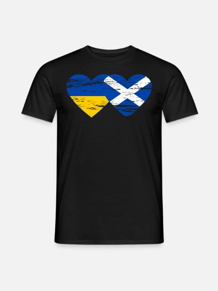 Ukraine Scotland Flag Heart Used - Men's T-Shirt - black