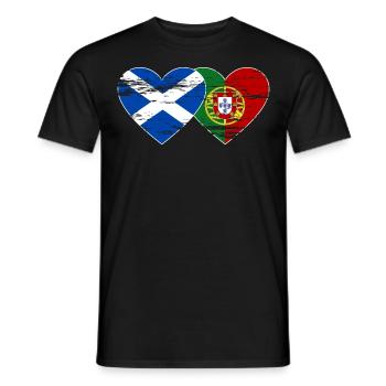Ecosse Portugal Drapeau Coeur Utilisé - T-shirt homme - noir - Devant - AI Model Male 178 light (178cm)