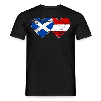Ecosse Autriche drapeau coeur utilisé - T-shirt homme - noir - Devant - AI Model Male 178 light (178cm)