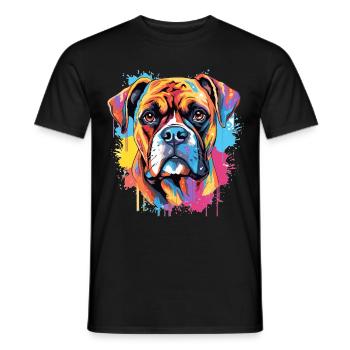Boxer Dog Breed Pet - Pop Art Colorful - Men's T-Shirt - black - Front - AI Model Male 178 light (178cm)