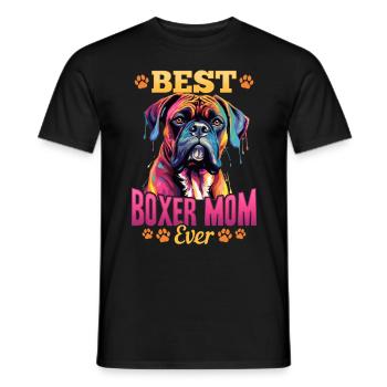Boxer Dog Breed Pet - Meilleure maman Boxer de tous les temps - T-shirt homme - noir - Devant - AI Model Male 178 light (178cm)