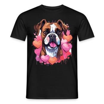 Boxer Dog Breed Pet - Cute Graphic with hearts - Men's T-Shirt - black - Front - AI Model Male 178 light (178cm)
